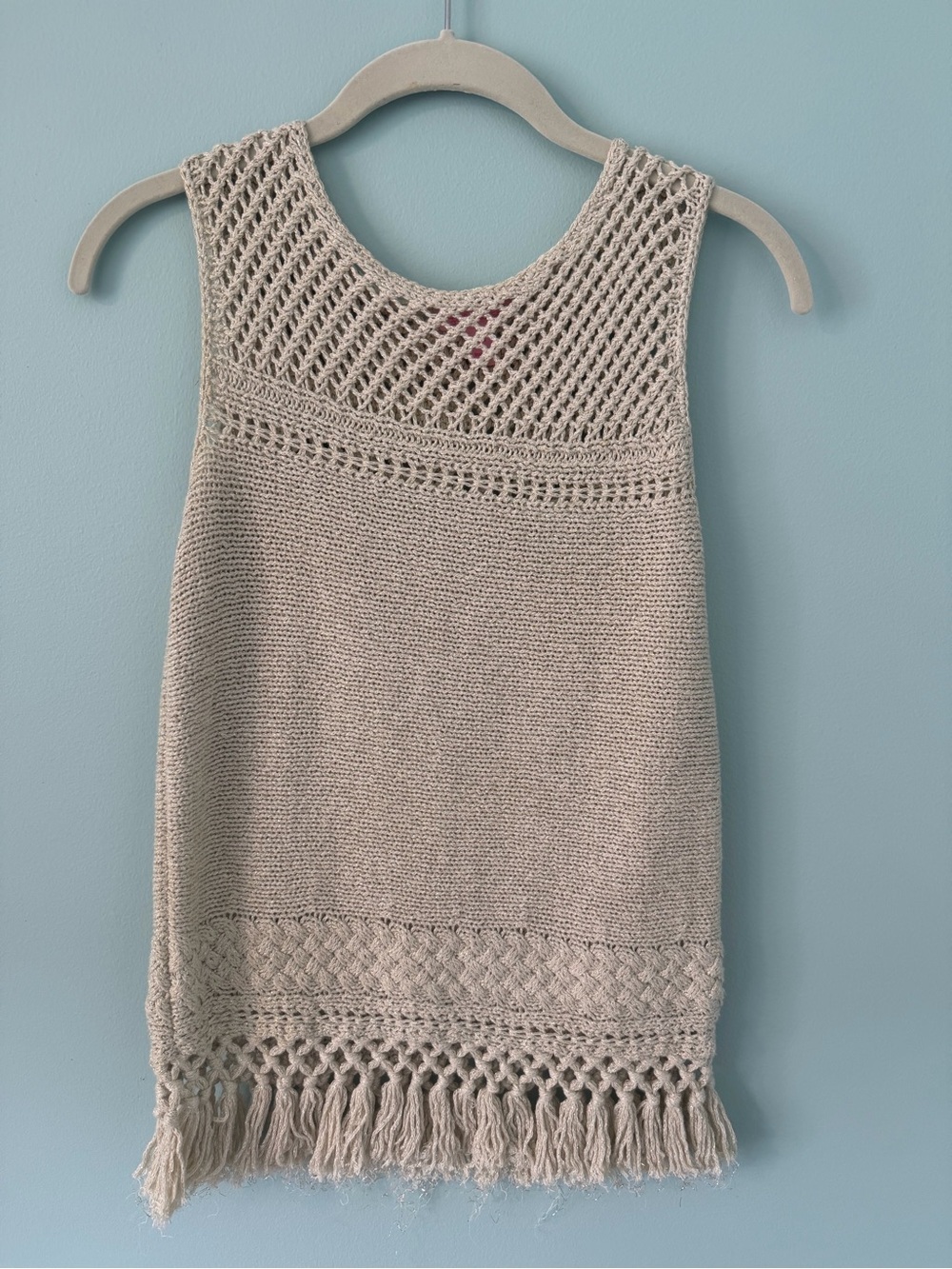 Lilly Pulitzer Metallic Beige Openwork Knit Tank